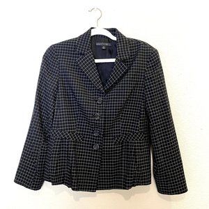 Lafayette 148 Plaid Blazer Wool Checkered Jacket Black White 4